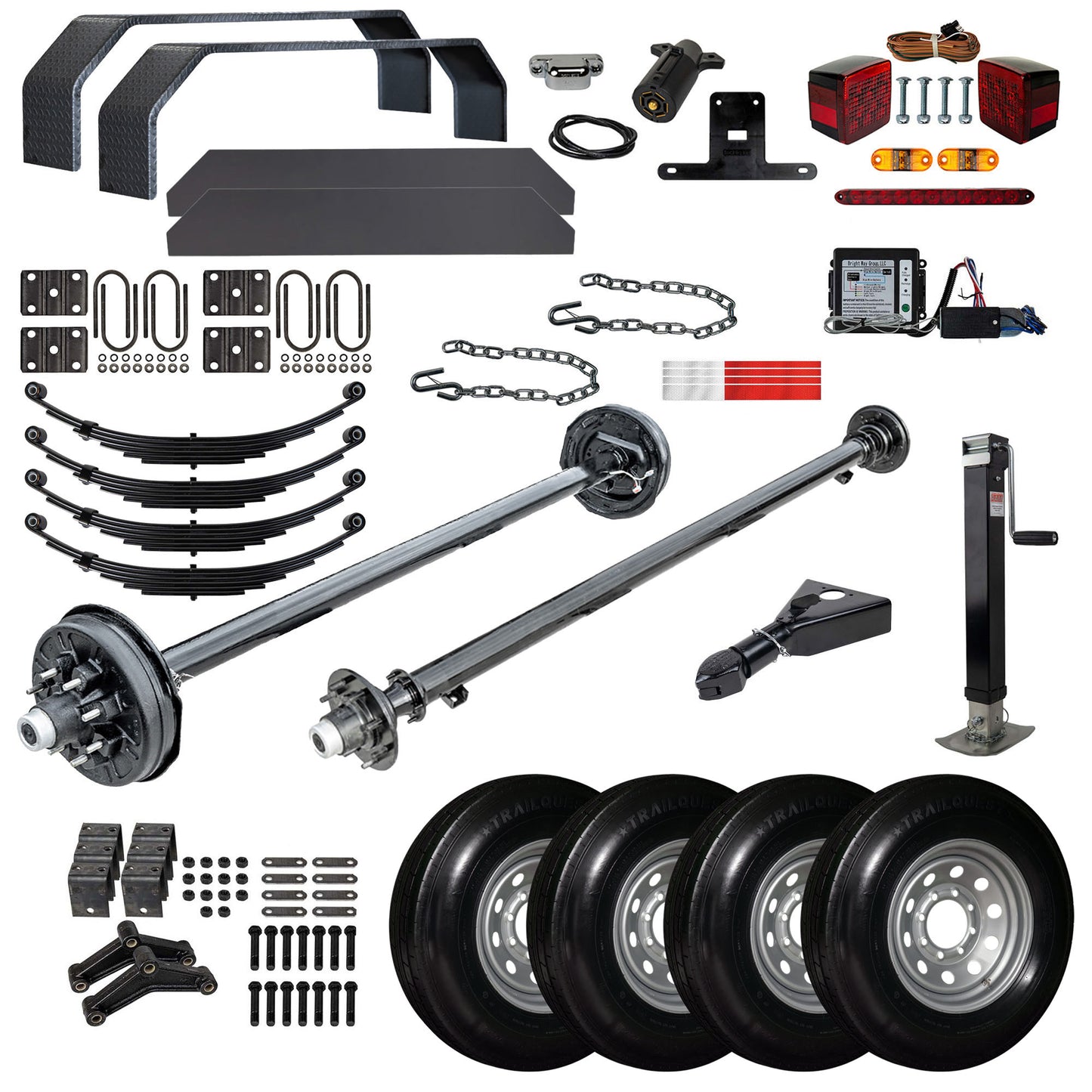 7000 lb Tandem Axle Bumper Pull Trailer Complete Parts Kit - 14K Capacity