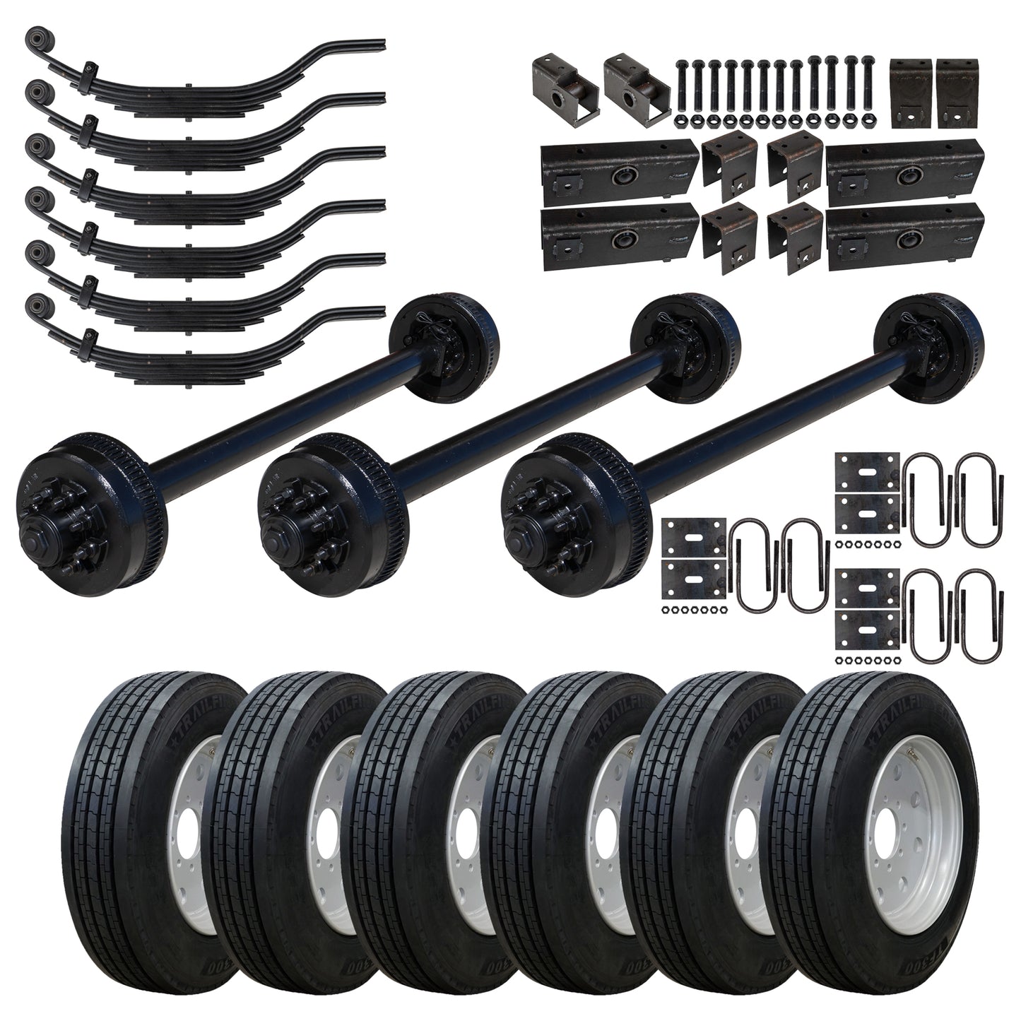 9000 lb TK Triple Axle Kit - 27K Capacity with Super Single Tires and Wheels