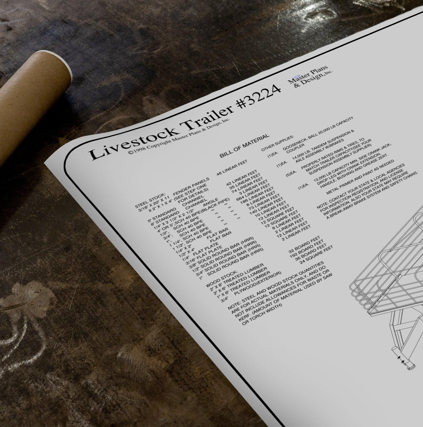 24'x6' Livestock Trailer- 26 How-to Step Blueprint
