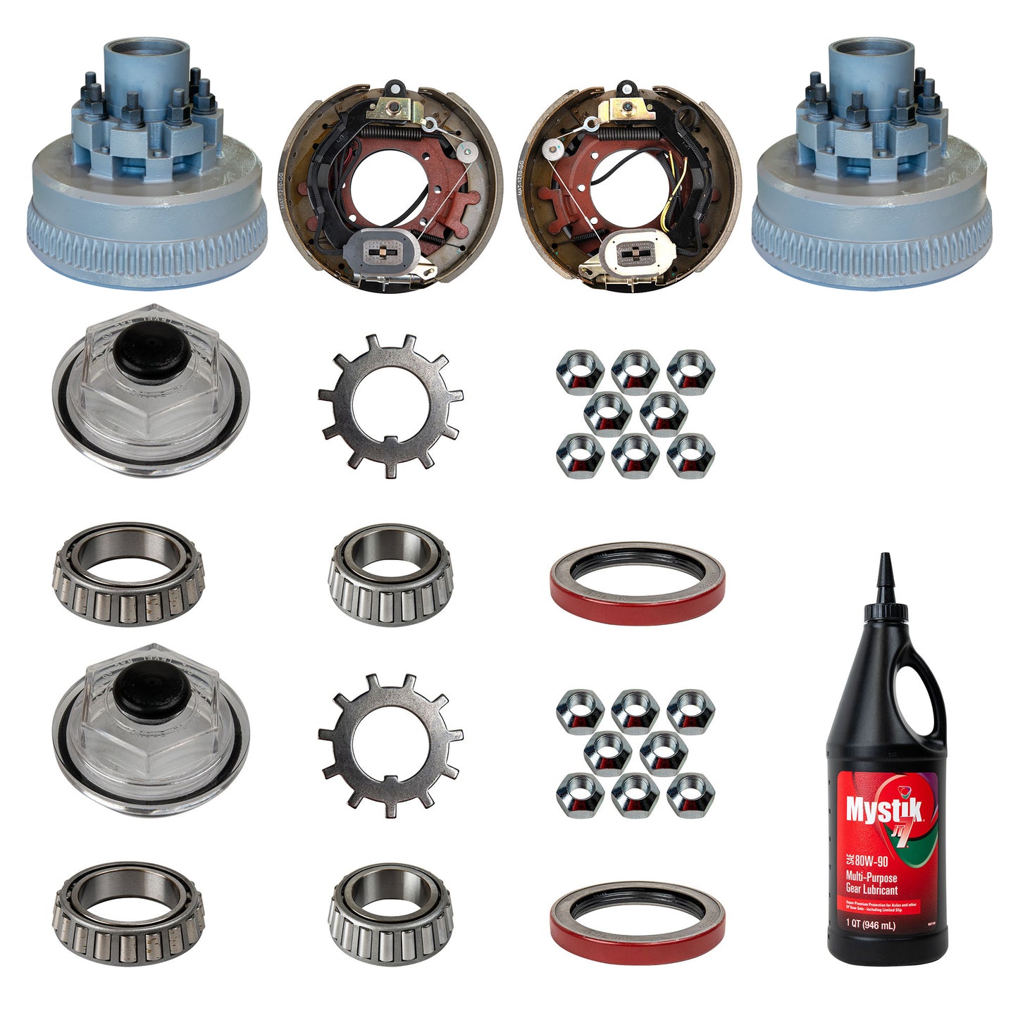 10K GD Trailer Axle Hub and Drum - 8 Lug (Made Before July 2009) - Axle Service Kit