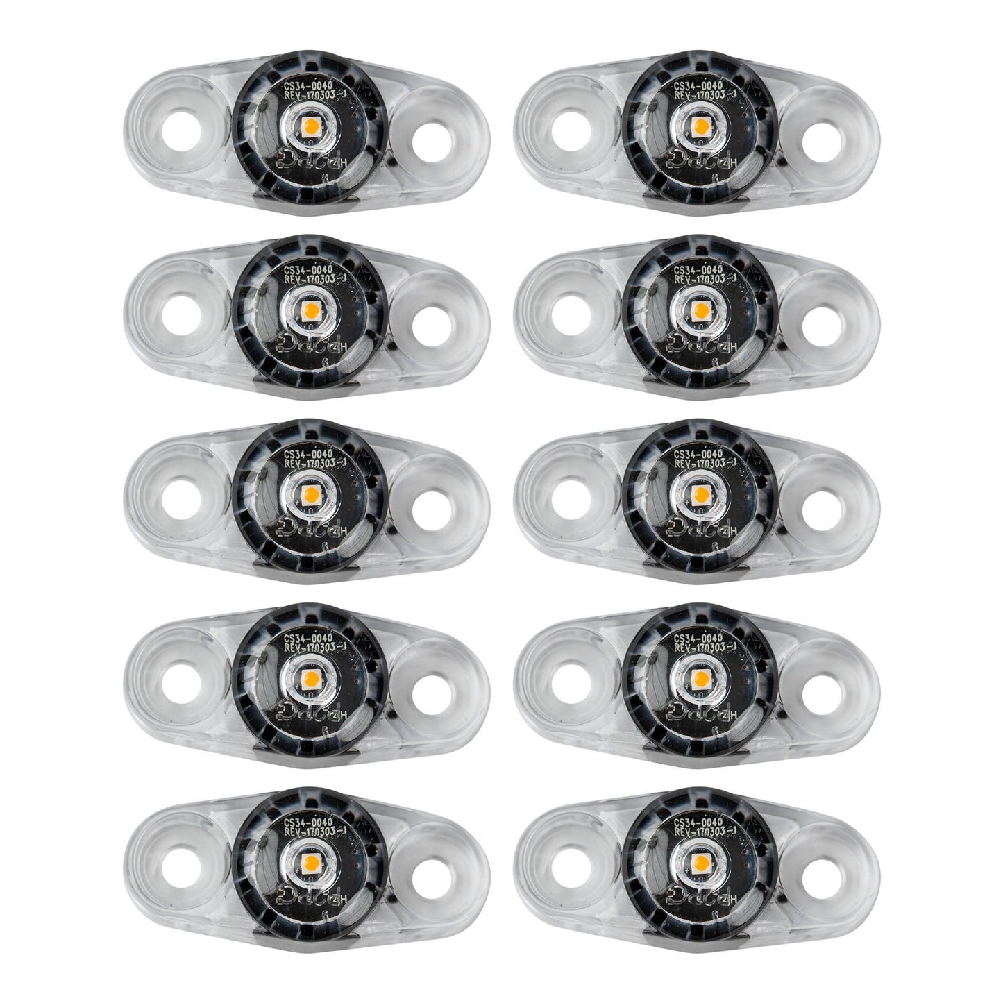 LED Amber Mini Surface PC Side Marker Trailer Light - Clear Lens 5" wire (2 Pack) - Mounting View