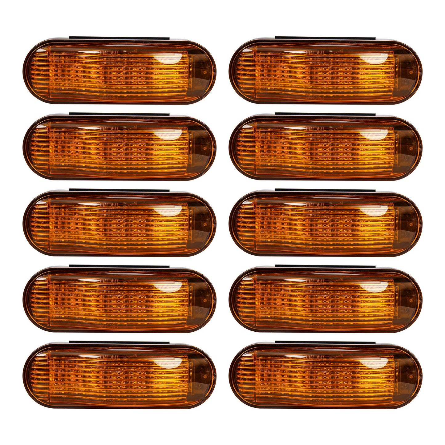 Amber 6in Oval LED Clearance Light - Side Turn Marker With Midship Case