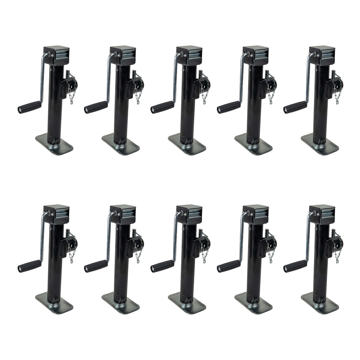 Specs:
Includes pin and lanyard assembly
pressed in grease zerk for easy greasing of the jack
Weld-on
Sidewind
Sand foot attached
10" Lift
Black primer
5,000 StatPipe Mount 5k Trailer Jack