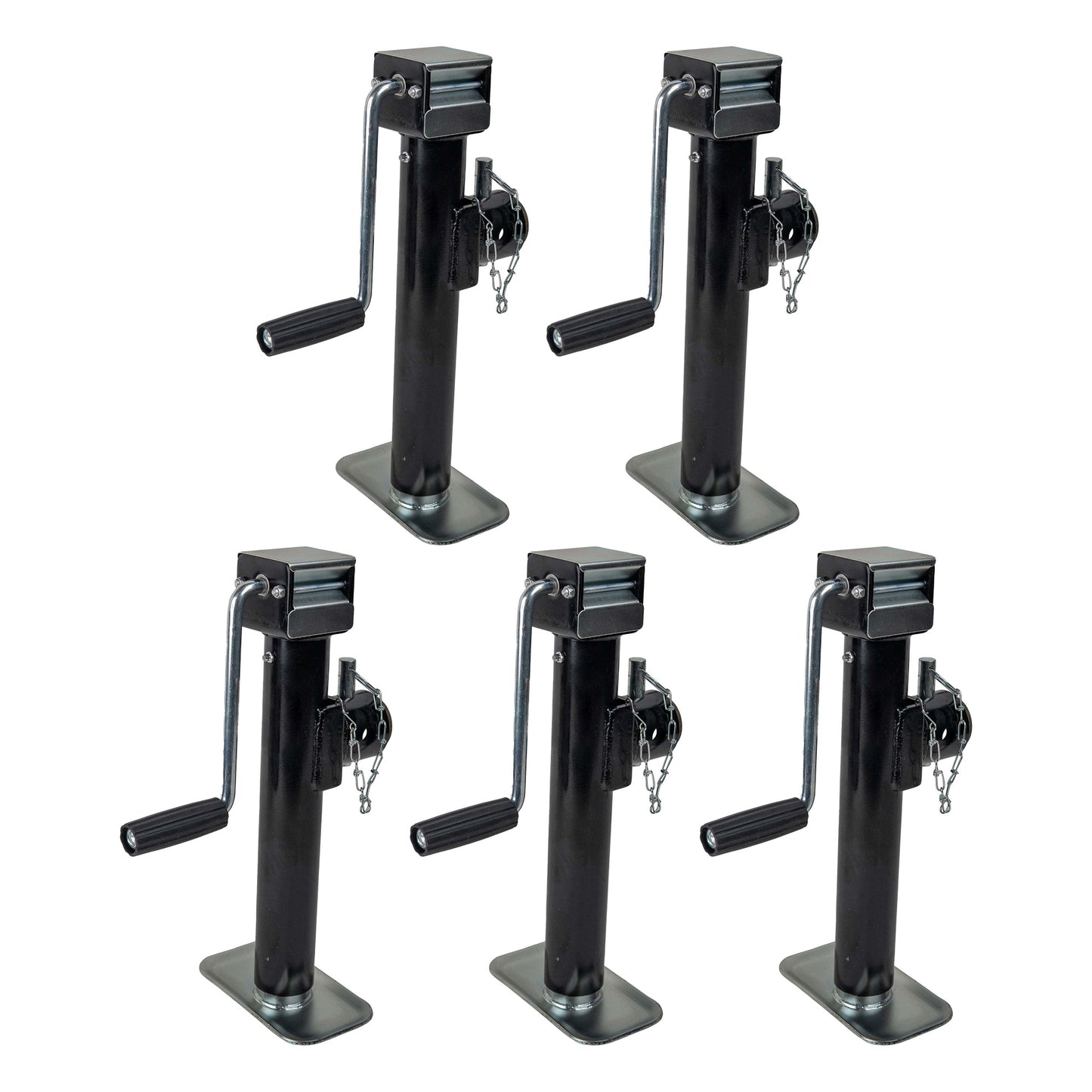 Specs:
Includes pin and lanyard assembly
pressed in grease zerk for easy greasing of the jack
Weld-on
Sidewind
Sand foot attached
10" Lift
Black primer
5,000 StatPipe Mount 5k Trailer Jack