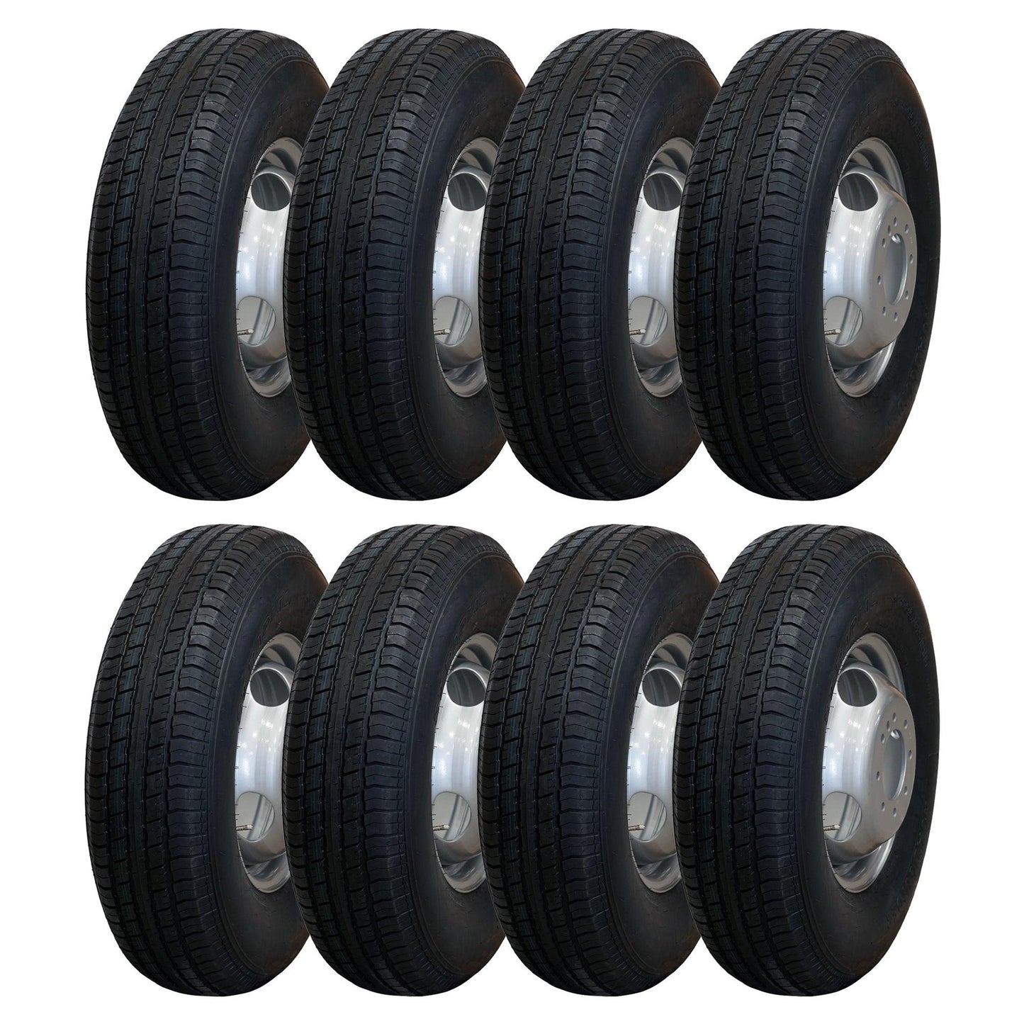 Trailquest 16" 14 ply Radial Trailer Tire & Wheel - ST 235/80 R16 8 lug (Silver Dual)