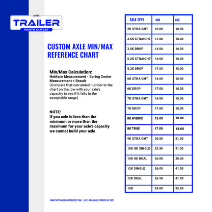 3.5k TK Trailer Axle - 3500 lb Idler 5 Lug - (4" Drop)