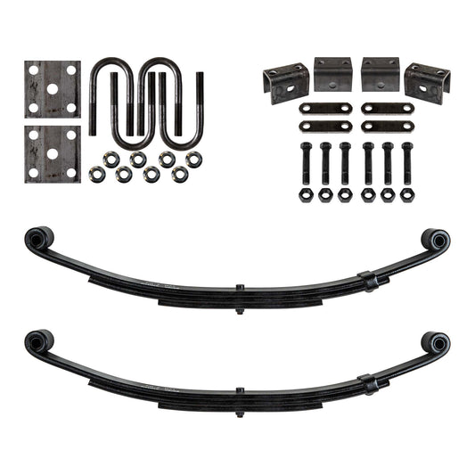 Trailer 3 Leaf Double Eye Spring Suspension and Single Axle Hanger Kit for 1 3/4" Tube - 2000 lb Axles