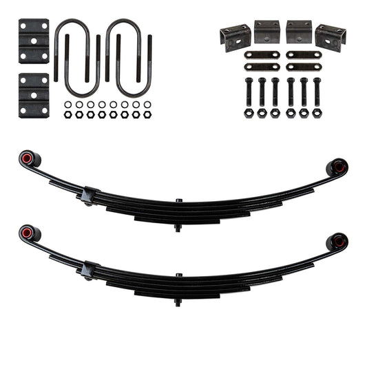 Trailer 5 Leaf Double Eye Spring Suspension and Single Axle Hanger Kit for 3" Tube - 6000 lb Axles