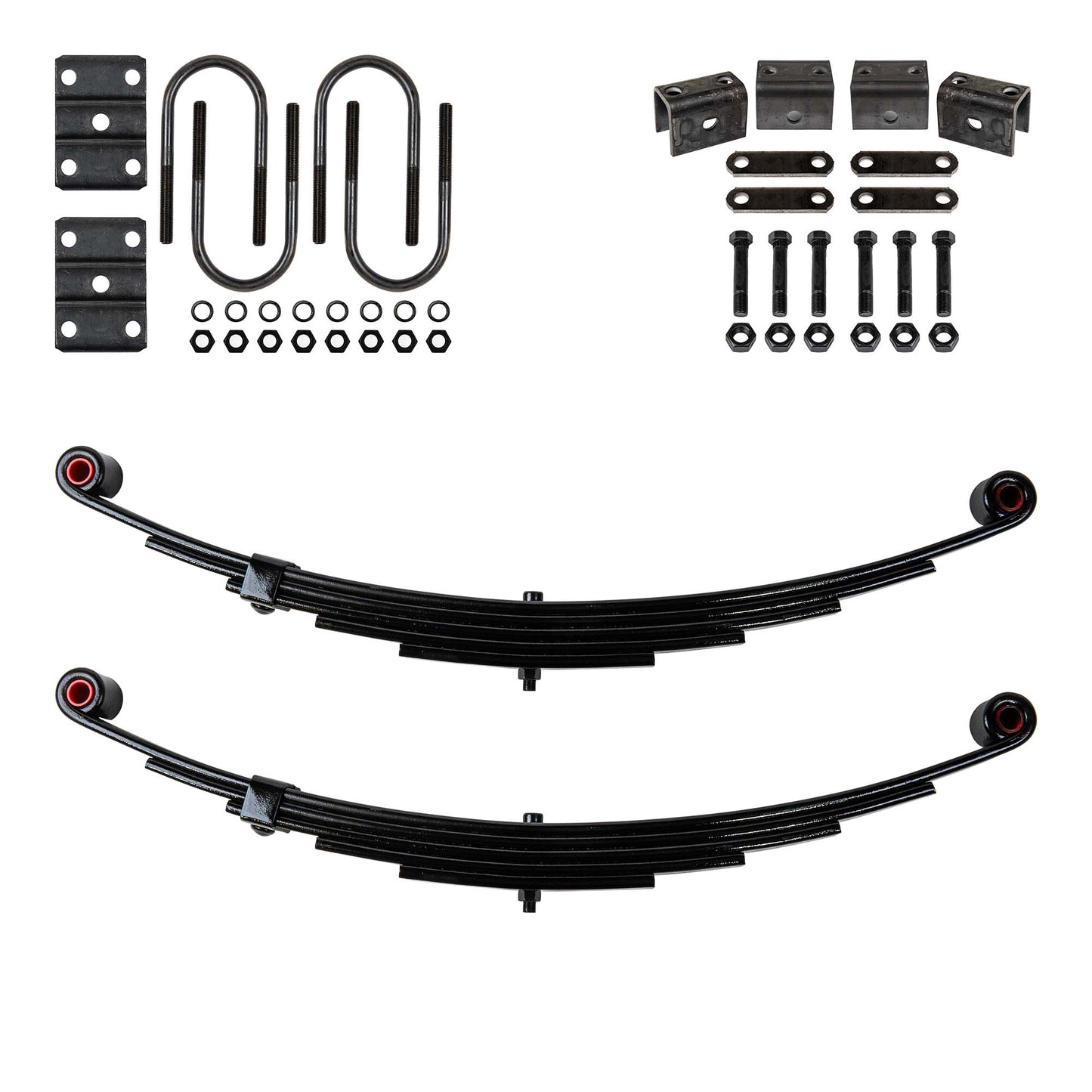 Kit de suspensión de resorte de doble ojo de 5 hojas para remolque y suspensión de eje único para tubo de 3" - Ejes de 6000 lb