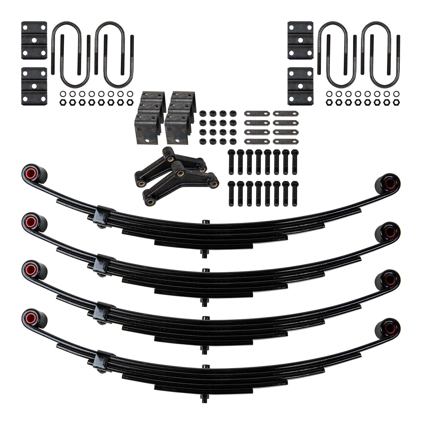 Trailer 5 Leaf Double Eye Spring Suspension and Tandem Axle Hanger Kit for 3" Tubes - 6000 lb Axles