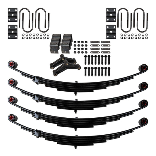 Trailer 5 Leaf Double Eye Spring Suspension and Tandem Axle Hanger Kit for 3" Tubes - 6000 lb Axles