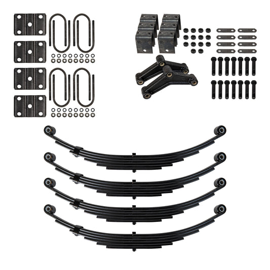 Kit de suspensión de resorte de doble ojo de 6 hojas para remolque y suspensión de eje en tándem para tubos de 3" - Ejes de 7000 lb