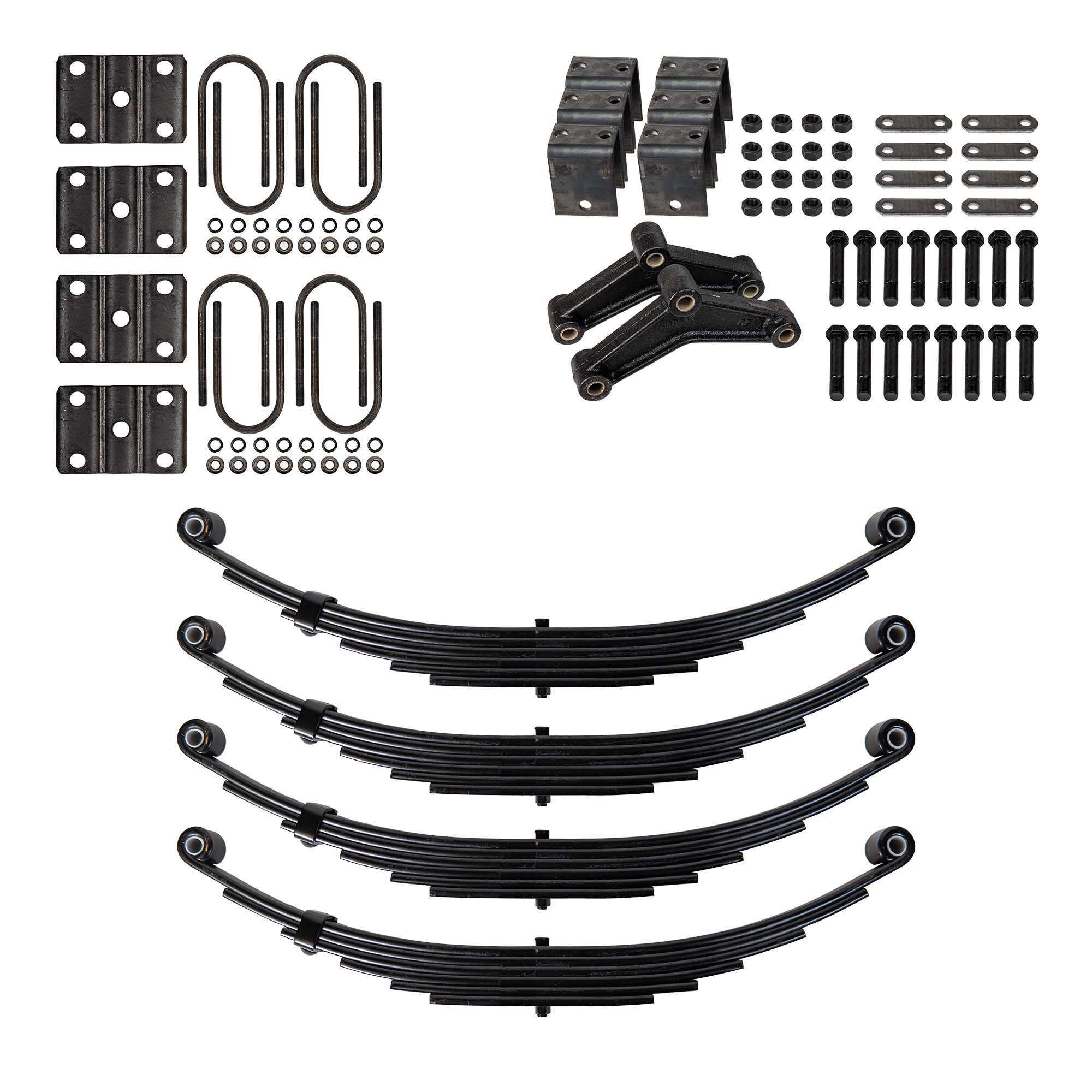 Trailer 6 Leaf Double Eye Spring Suspension and Tandem Axle Hanger Kit for  3