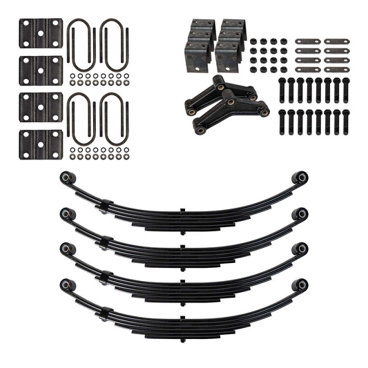Trailer 6 Leaf Double Eye Spring Suspension and Tandem Axle Hanger Kit for 3" Tubes - 7000 lb Axles