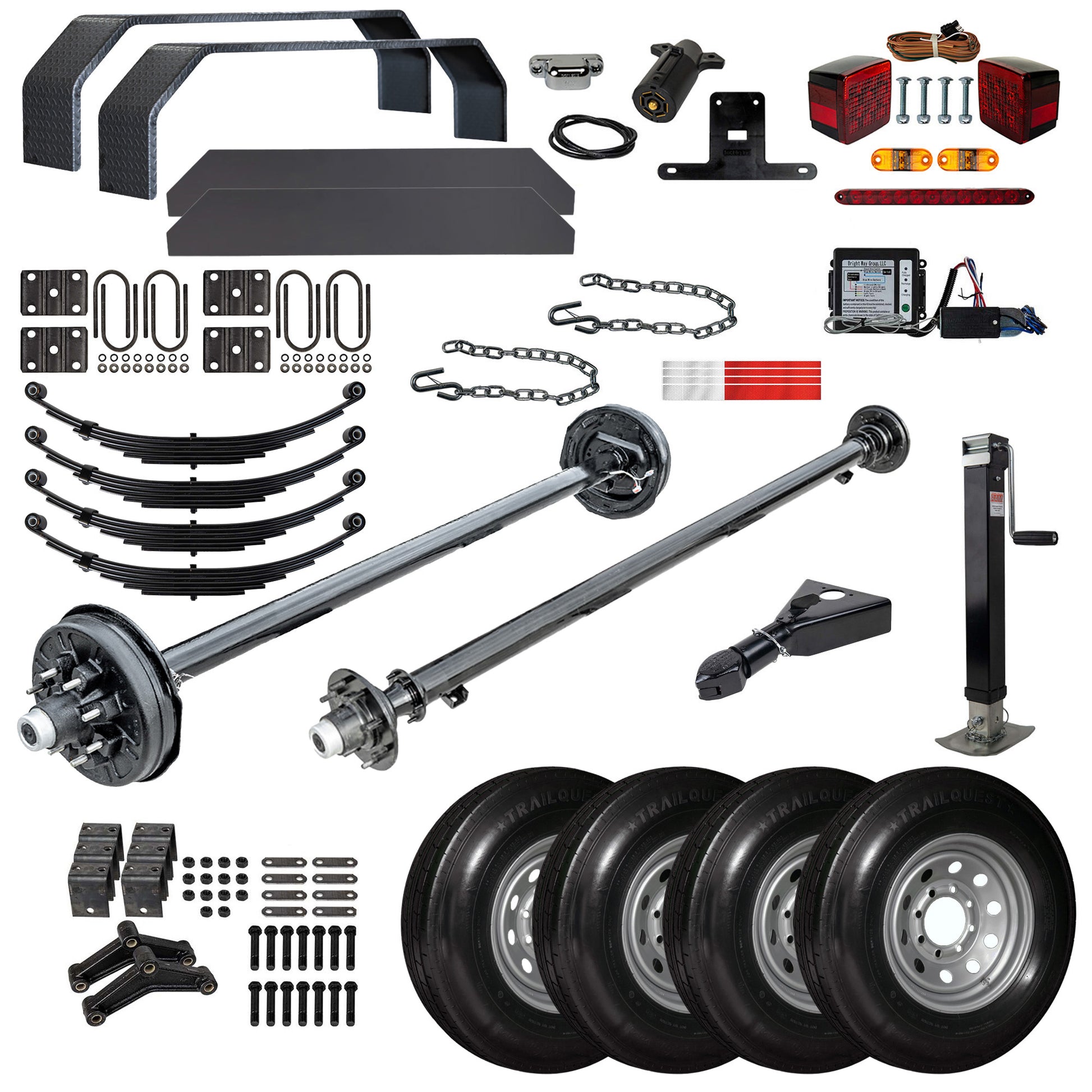 7000 lb Tandem Axle Bumper Pull Trailer Complete Parts Kit - 14K Capacity 