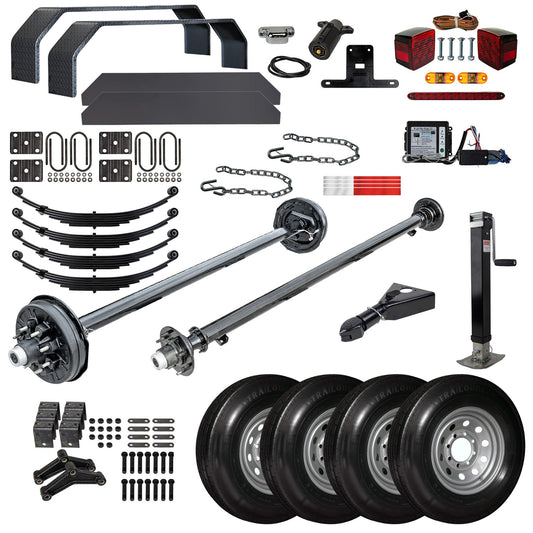 7000 lb Tandem Axle Bumper Pull Trailer Complete Parts Kit - 14K Capacity 