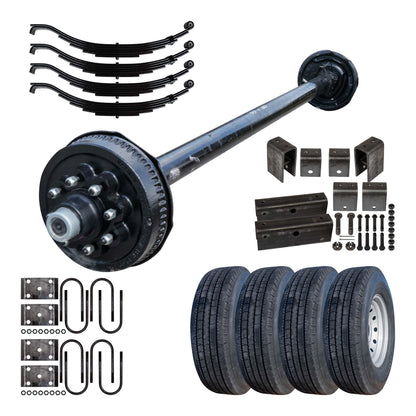 Eje de remolque híbrido TK de 8k - Freno eléctrico de 8000 lb 8 pernos de 9/16" (freno de 12" x 2" - Tubo de 3,5") 