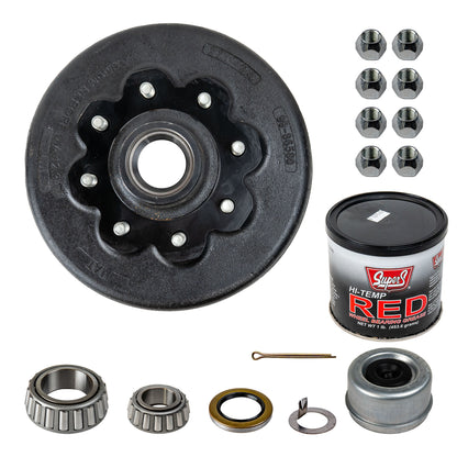 8K True TK Trailer Axle Grease Hub and Drum - 8 lug - 9/16"