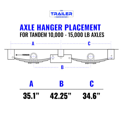 Trailer 6 Leaf Slipper Spring Suspension and Tandem Axle Hanger Kit for 5" Tubes - 12,000 Pound Axles