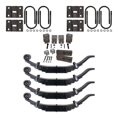 Kit de suspensión de resorte deslizante de 7 hojas para remolque y suspensión de eje en tándem para tubos de 5" - Ejes de 15,000 a 16,000 lb 