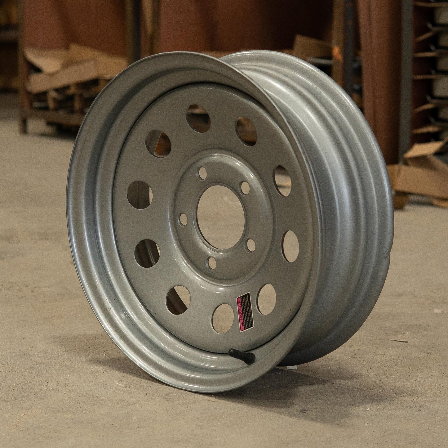 15" x 5" - 5x4.75 Lug Silver Mod Solid Steel Trailer Wheel - Single - Item Sold As Is