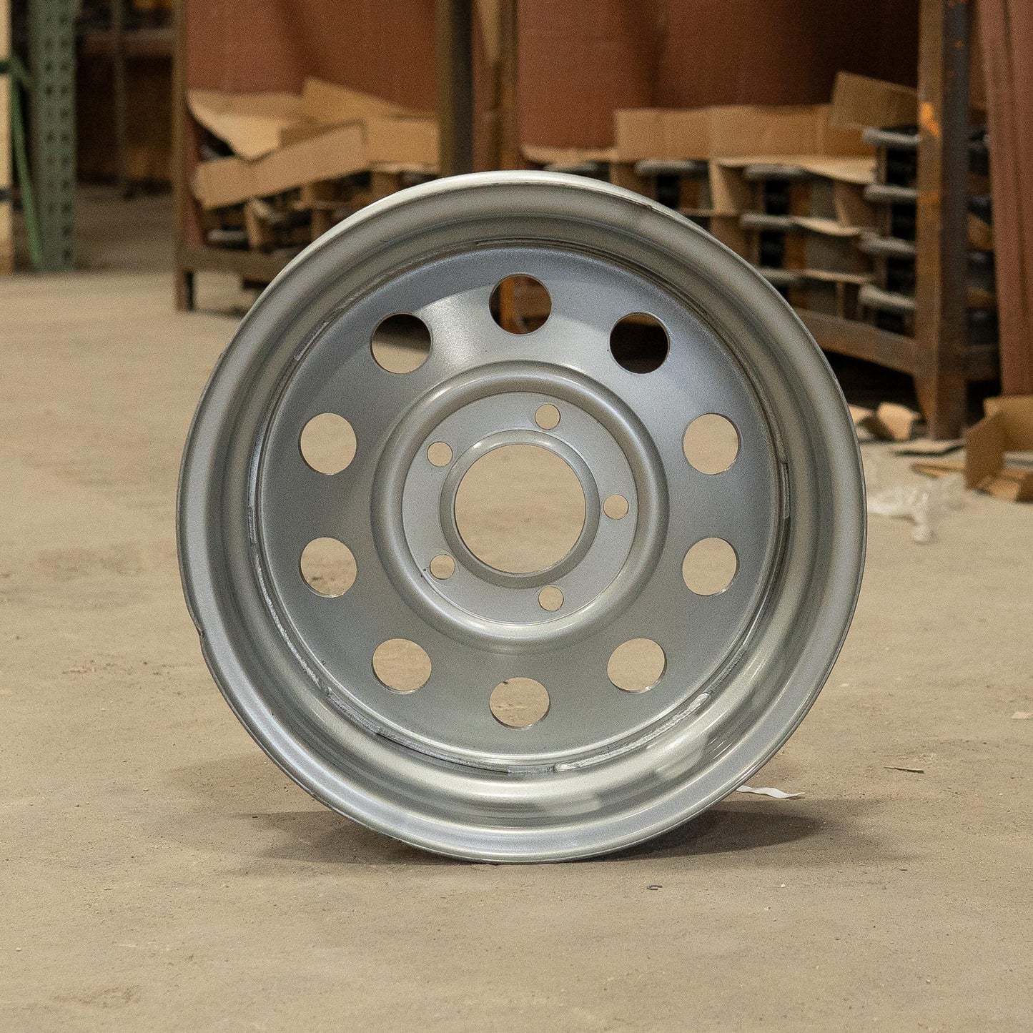 15" x 5" - 5x4.75 Lug Silver Mod Solid Steel Trailer Wheel - Single - Item Sold As Is