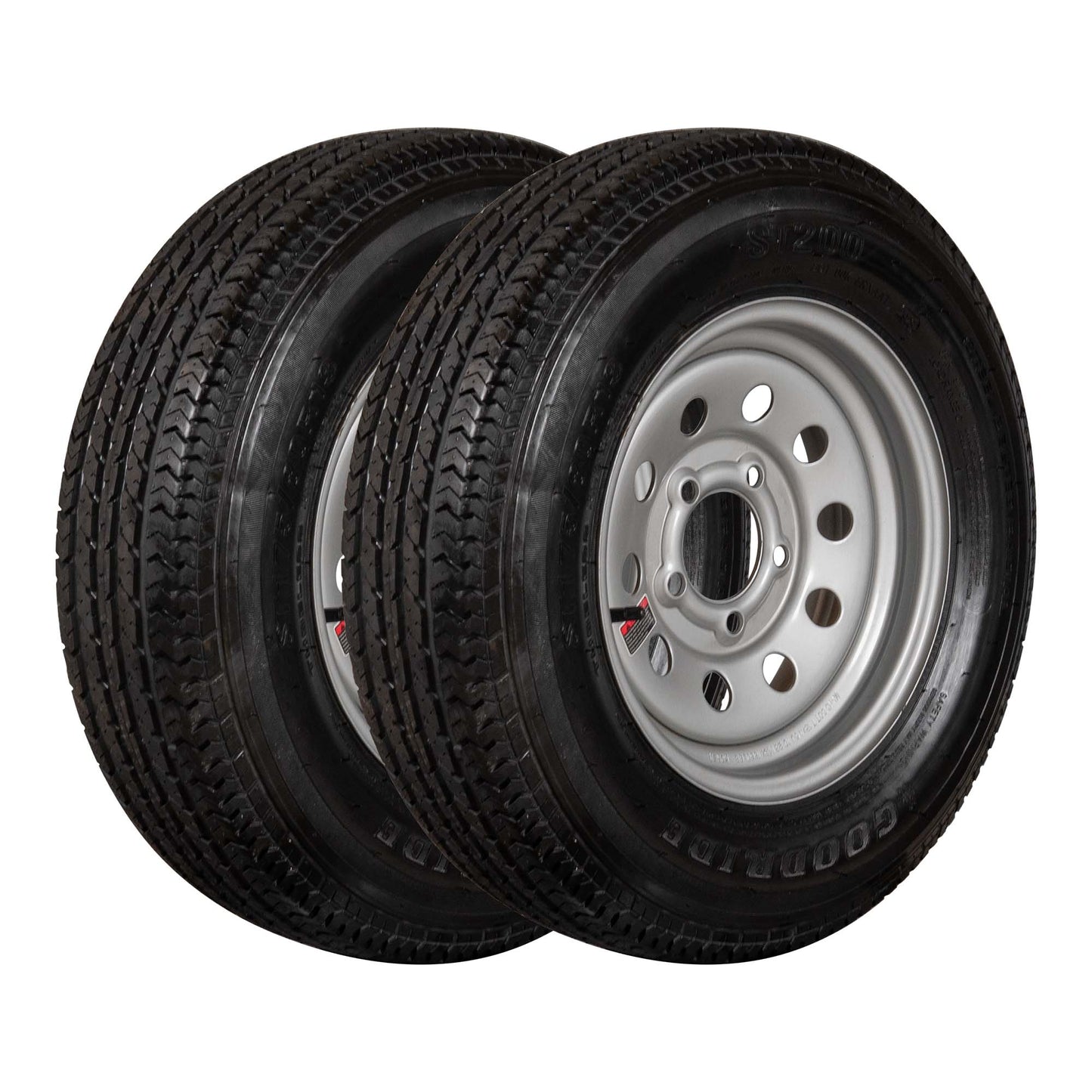 Goodride 13" 6 ply Radial Trailer Tire & Wheel - ST 175/80R13 - 5x4.5 (Silver Mod)