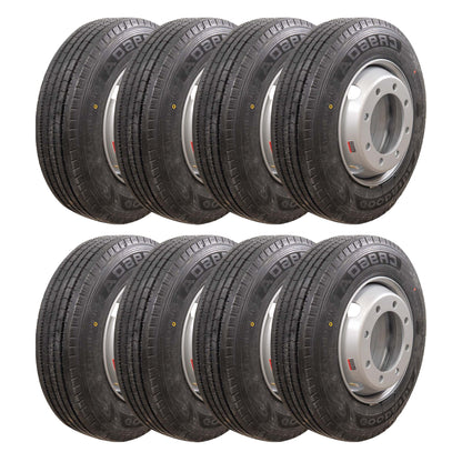 Goodride Neumático y rueda radial para remolque de 17,5" y 16 capas - ST 215/75R17.5 8x275 mm (plateado doble) 