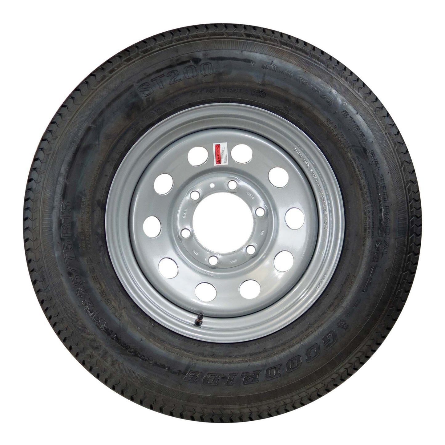 Goodride Llanta y rueda radial para remolque de 15" y 10 capas - ST 225/75R15 6 lengüetas (Mod plateado)