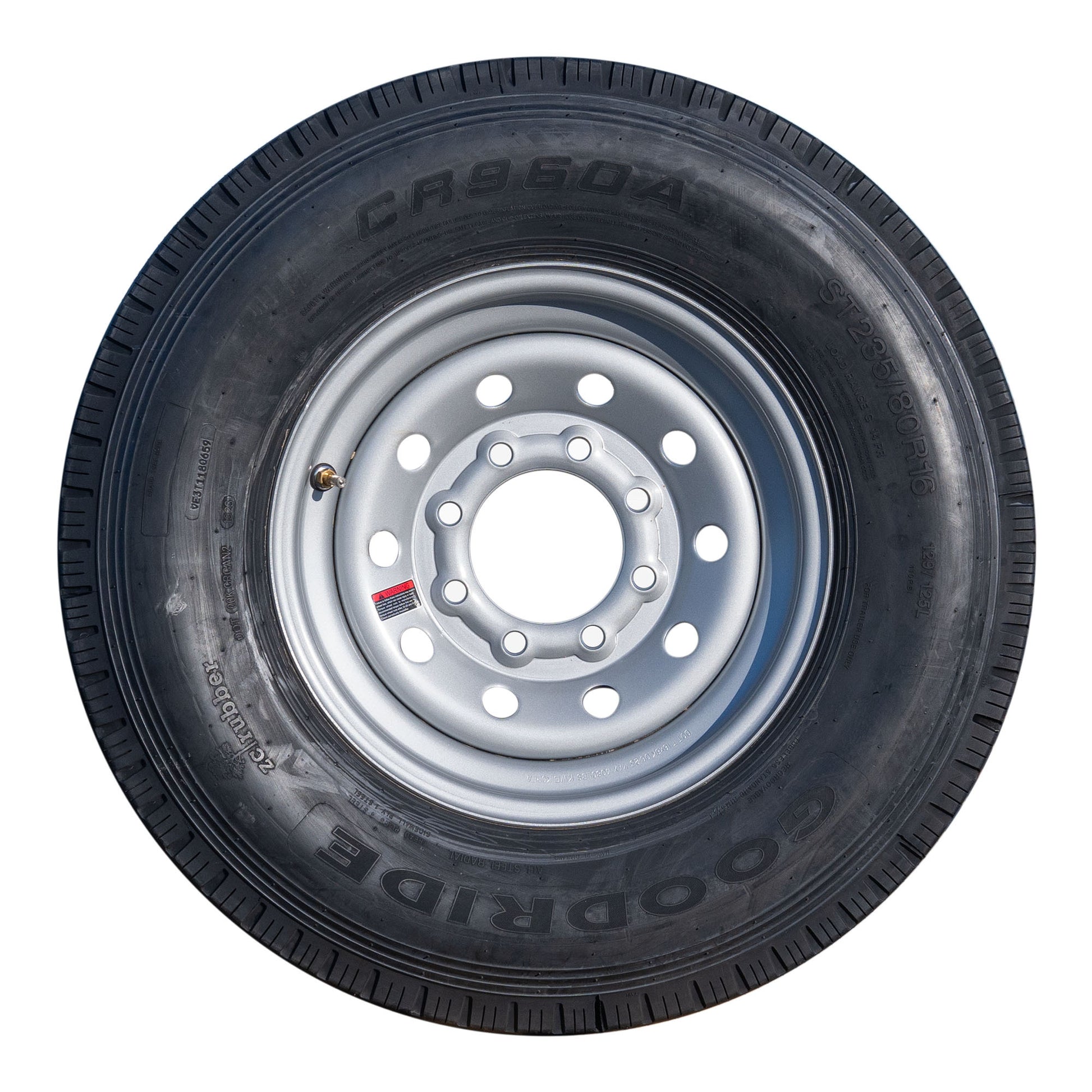 Goodride 16" 14 ply Radial Trailer Tire & Wheel - ST 235/80 R16 8 Lug (Silver Mod) - The Trailer Parts Outlet