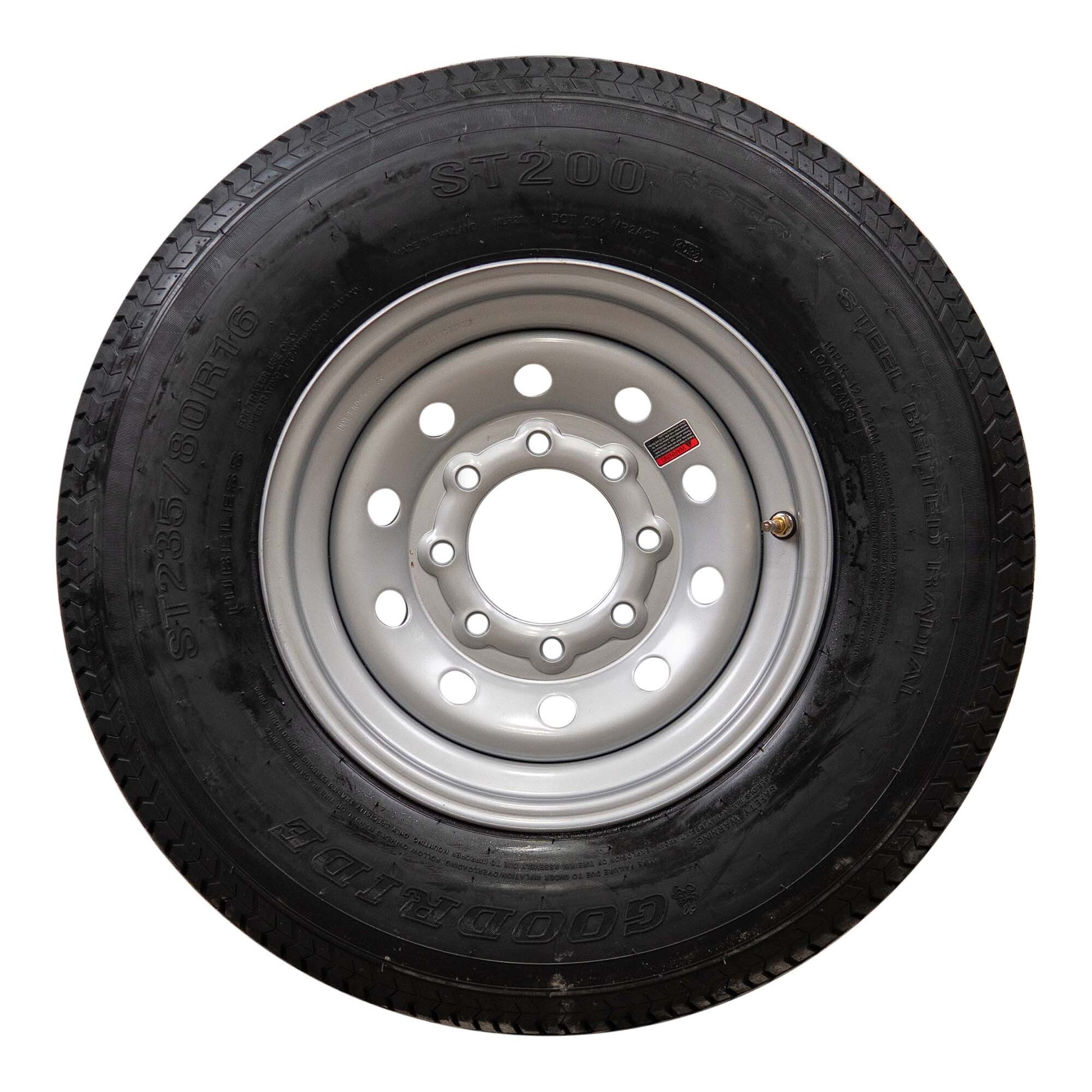Goodride 16" 10 ply Radial Trailer Tire & Wheel - ST235/80 R16 8 Lug (Silver Mod) - The Trailer Parts Outlet
