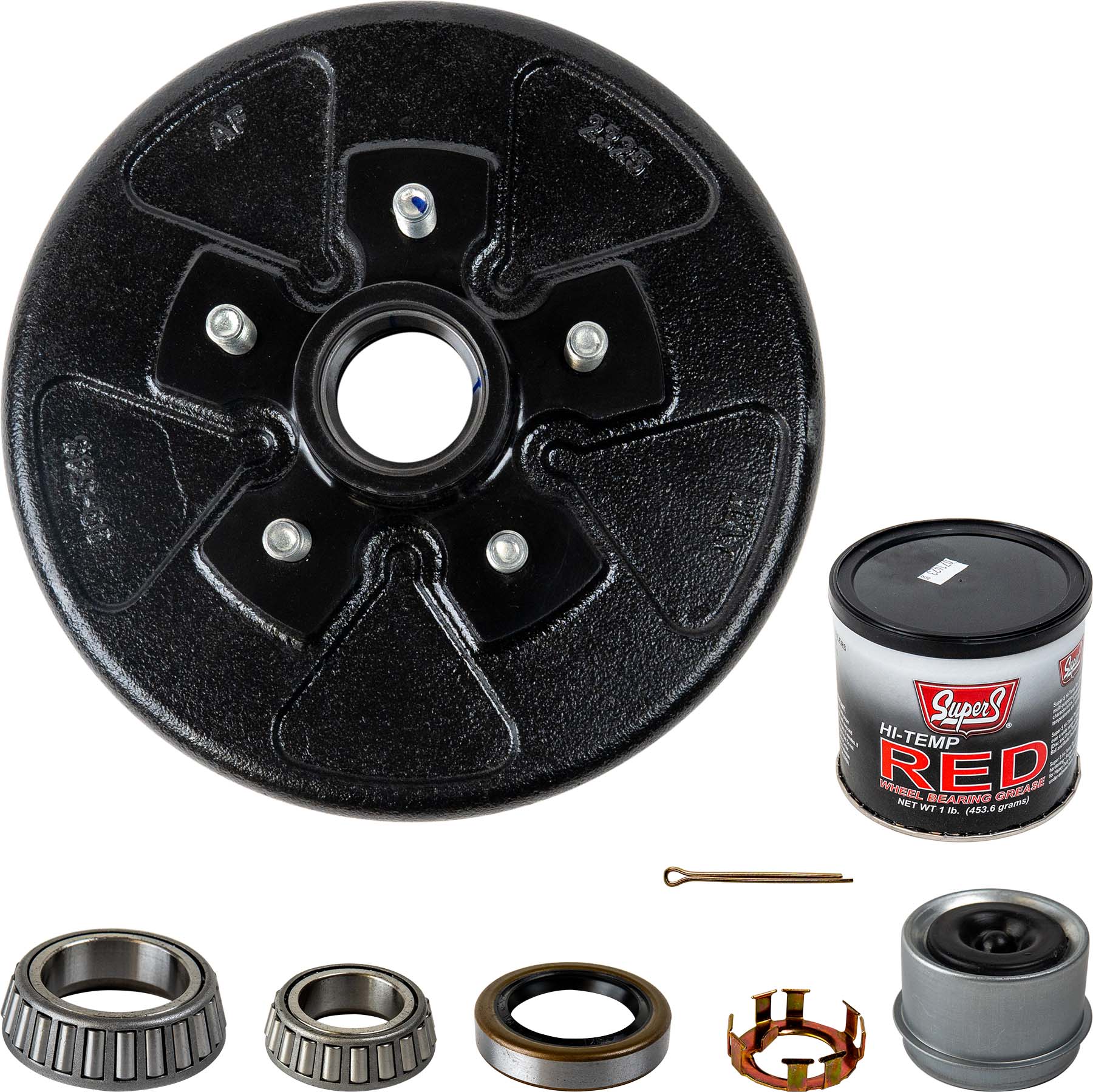 3.5k Trailer Axle Hub and Drum - Assembly W/ Grease 