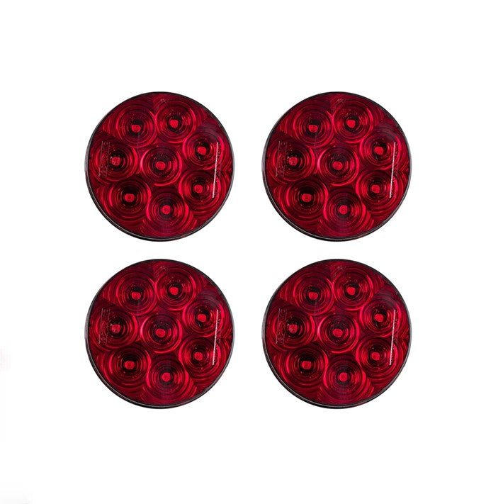 4" Round Sealed High Visibility LED Stop/Turn/Tail Light - Red - 8 Diodes