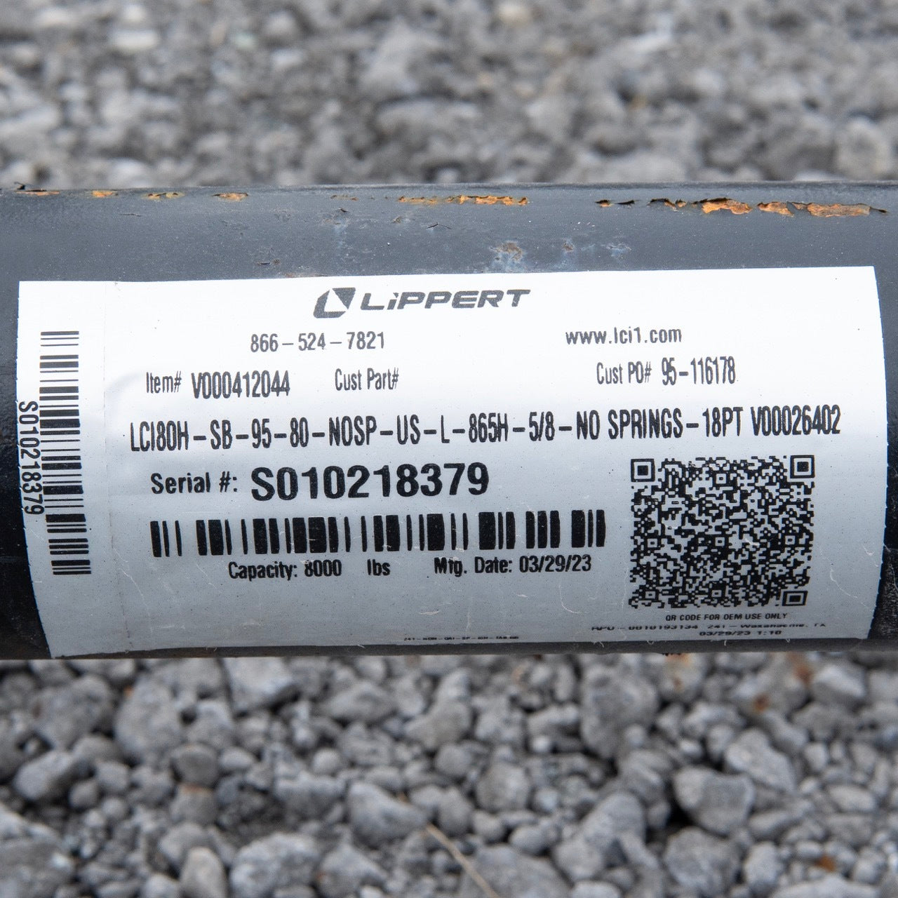 8k Lippert Hybrid Trailer Axle 8000 lb Electric Brake 8 lug (12" x 2