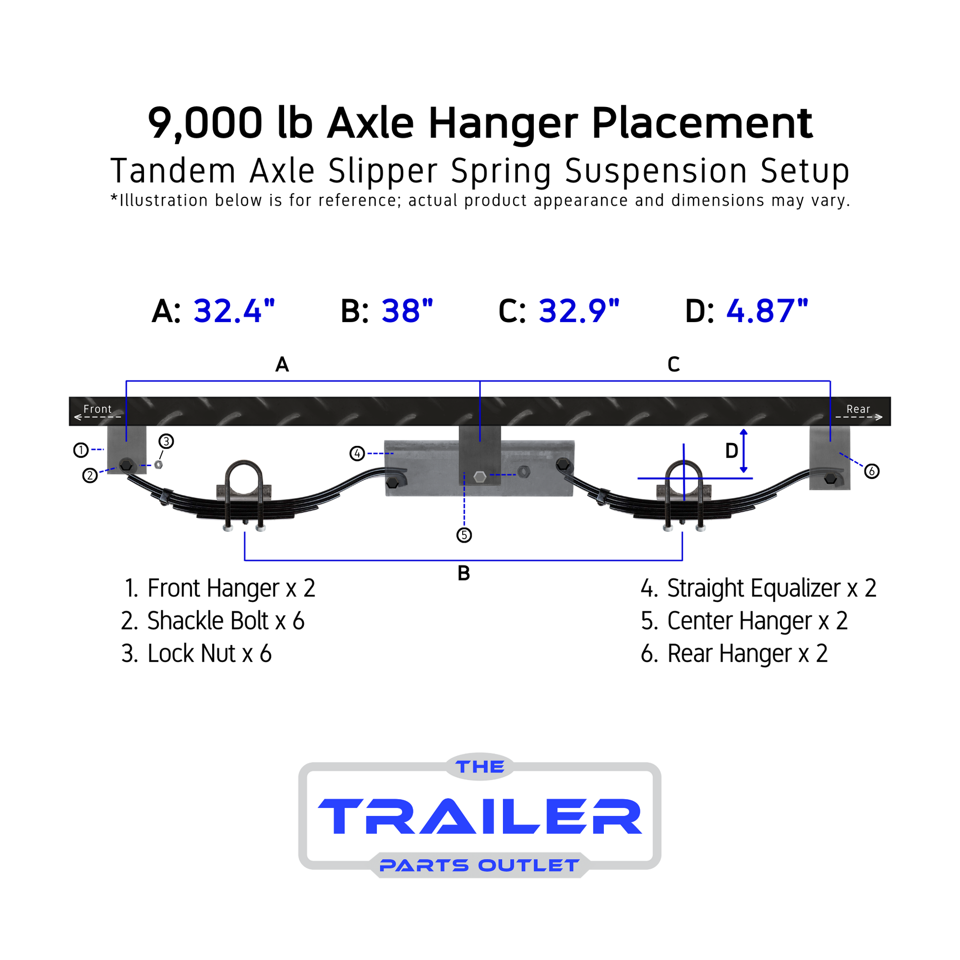 9,000 lb Trailer Axle Hanger Placement