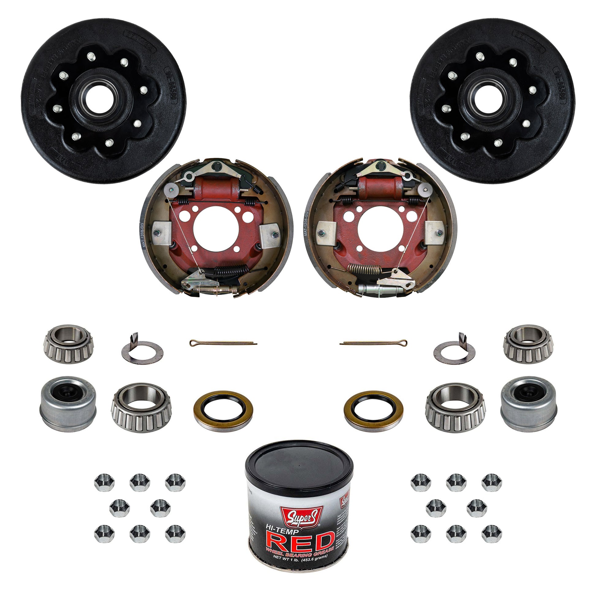 8K Trailer Axle Hydraulic Drum Brake Assembly - 12-1/4" x 3-3/8" - 8000 lb Capacity - Left Hand (Driver Side).