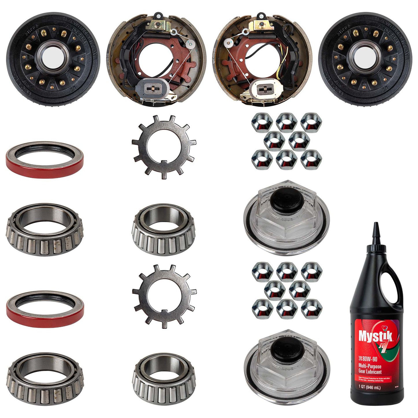 Conjunto de freno de eje de remolque de servicio general 10k - Capacidad de 10000 lb - 12.25x3.375" - Mano izquierda (lado del conductor) 