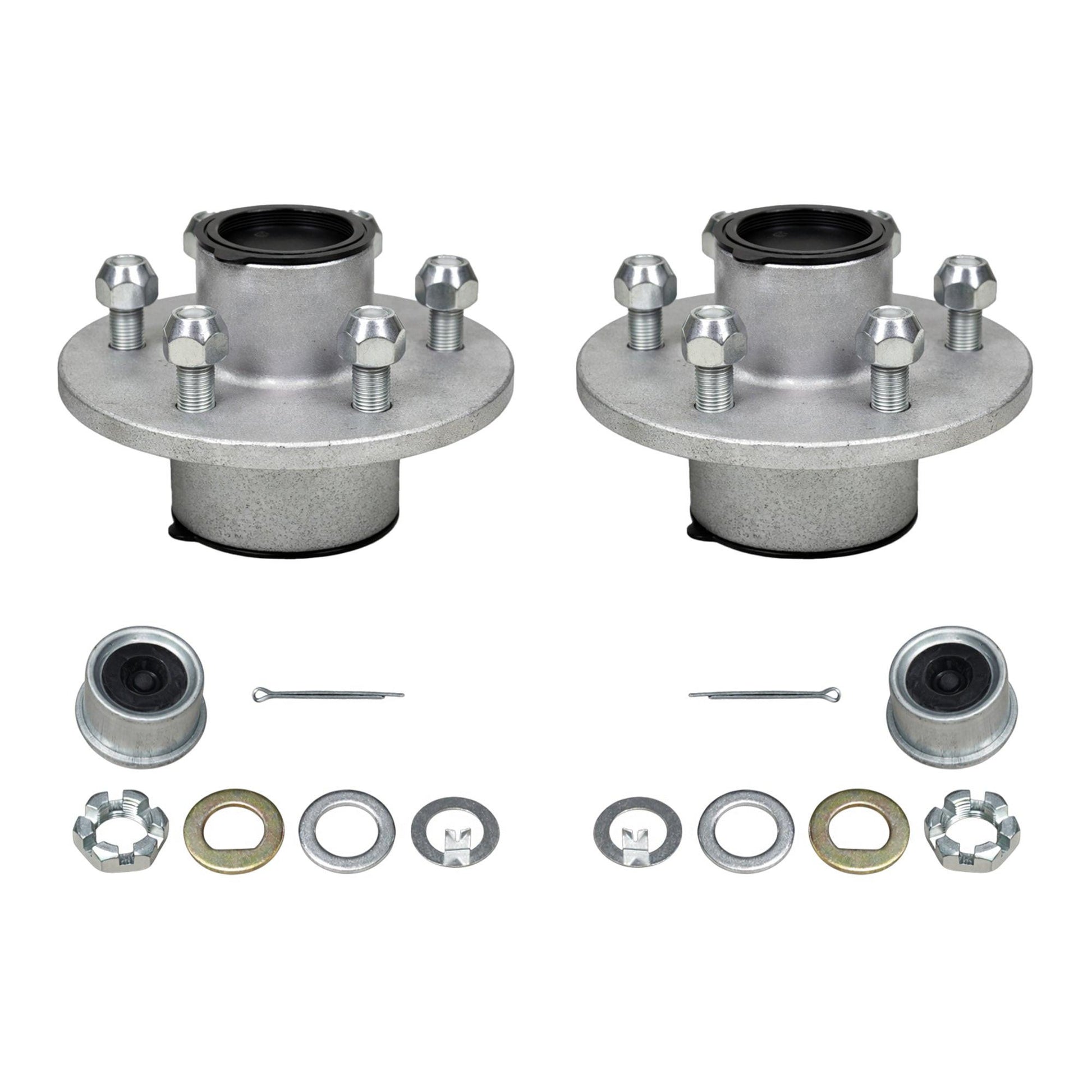 3500 lb Galvanized Trailer Axle Hub – Pre-Greased – 5 on 4.5" – Complete Hub Kit.