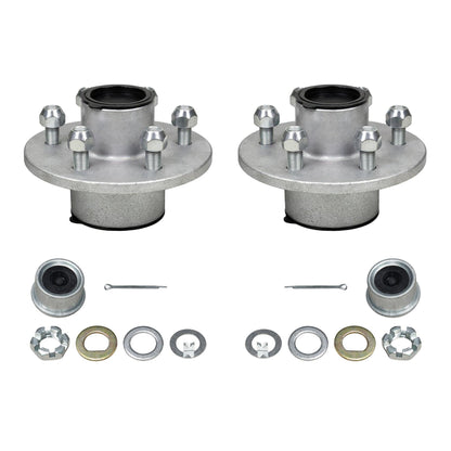 3500 lb Galvanized Trailer Axle Hub – Pre-Greased – 5 on 4.5" – Complete Hub Kit.
