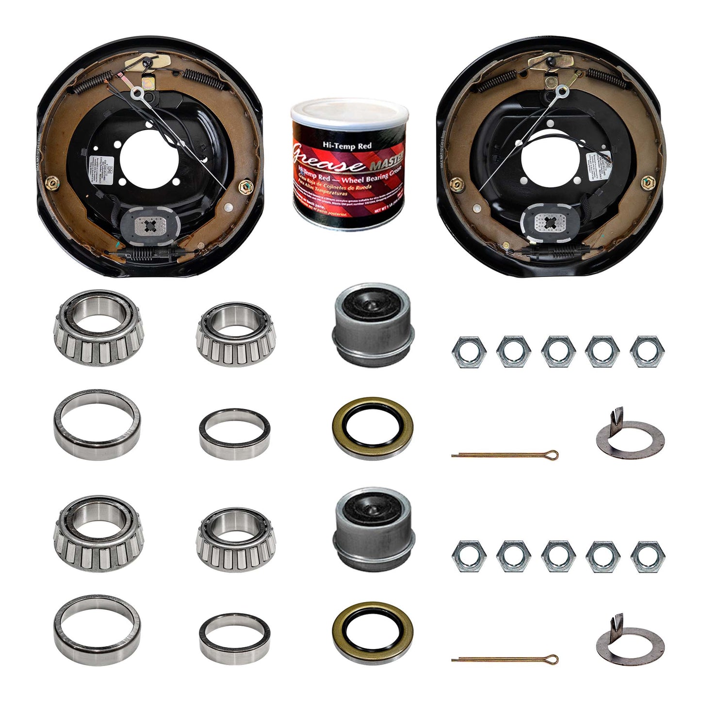 Conjunto de freno de eje de remolque 5k/5.2k/6k - 5000 lb/5200 lb/6000 lb - 12"x2" - Mano izquierda (lado del conductor) - Compatible con Dexter 