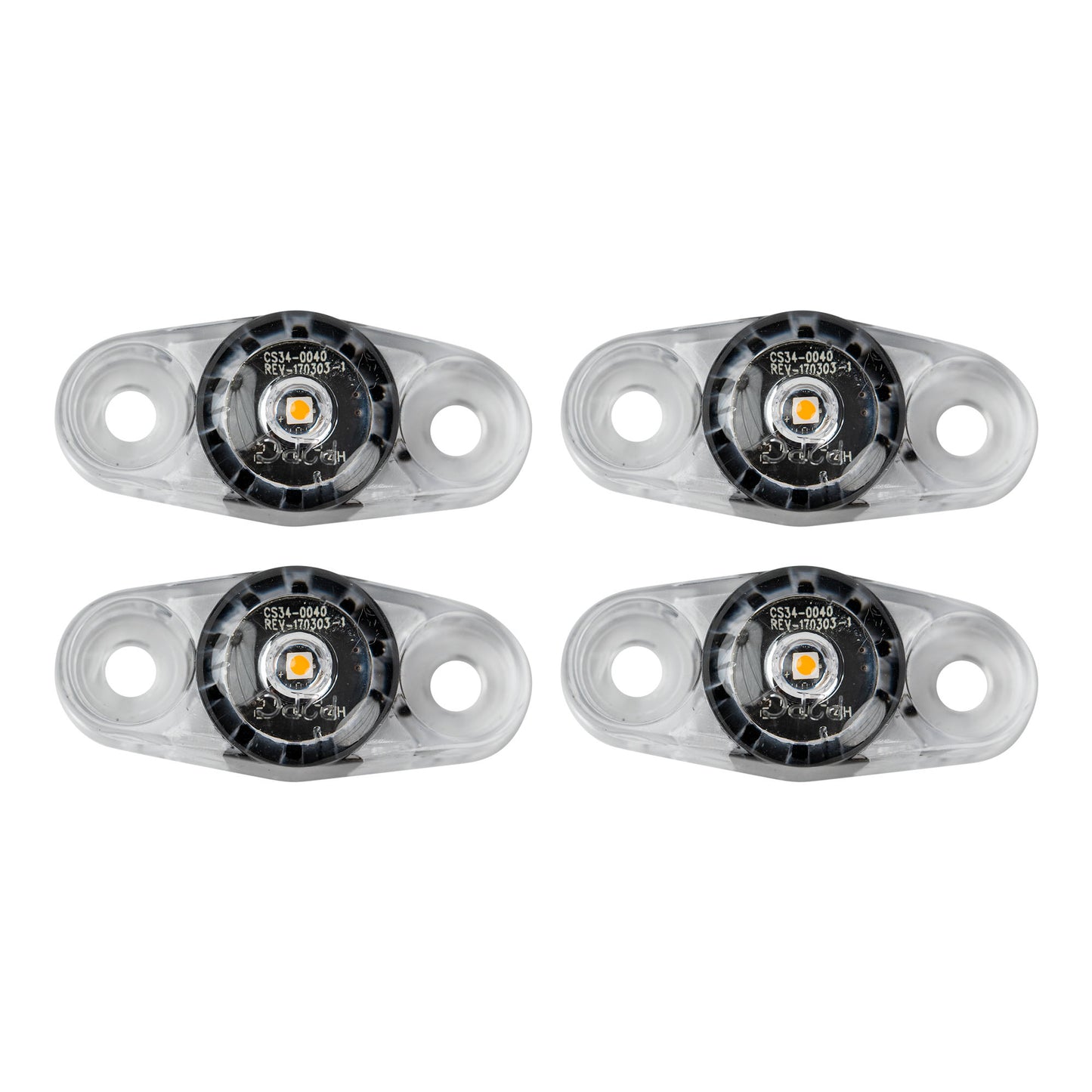 LED Amber Mini Surface PC Side Marker Trailer Light - Clear Lens 5" wire (2 Pack)