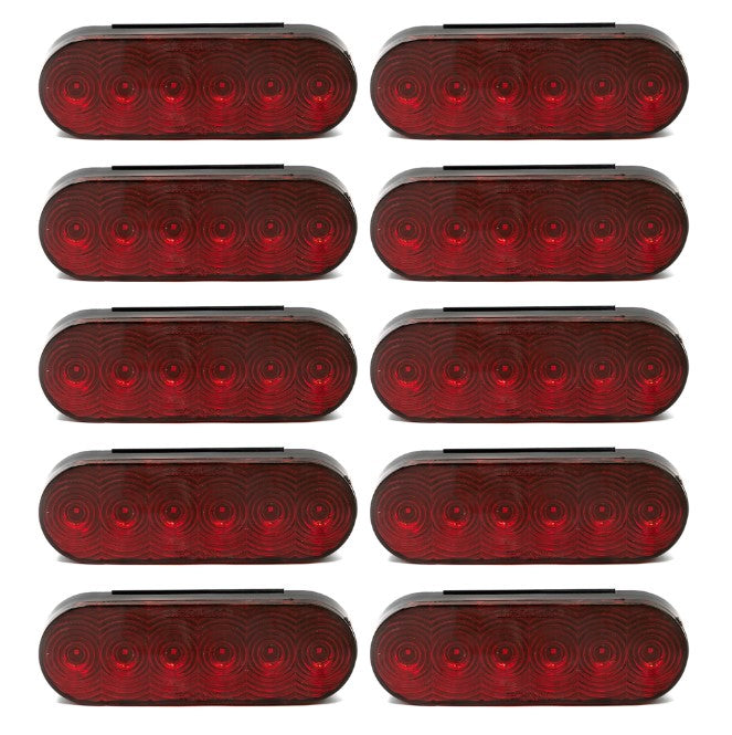 Red 6in Oval LED S/T/T Light - Case (10)