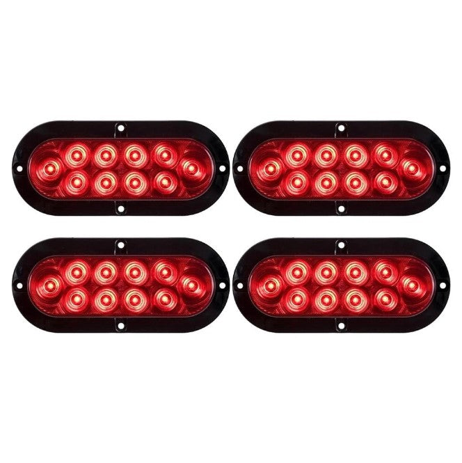 Surface Mount Red 6in Oval S/T/T Light -Bundle (4)