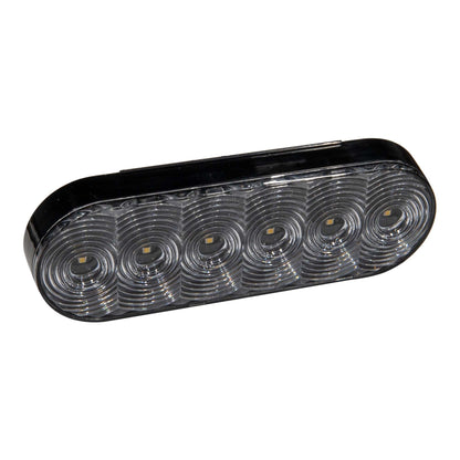 White 6" Oval Reverse 6 LED Reverse Trailer Light - Clear Lens