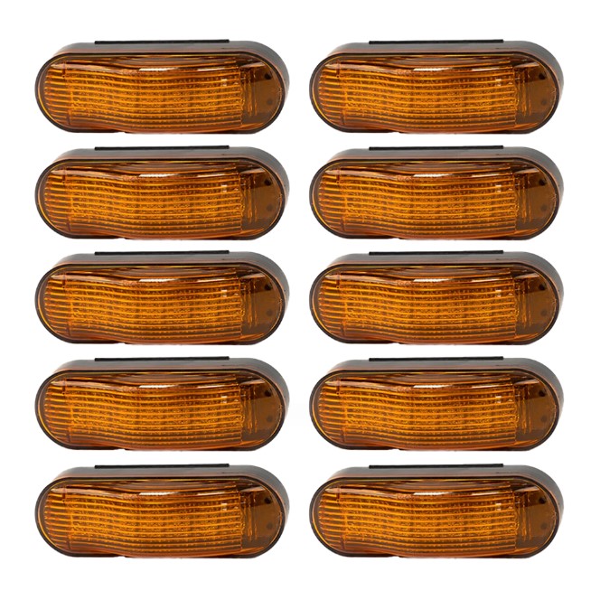Amber 6in Oval LED Clearance Light - Side Turn Marker With Midship Case