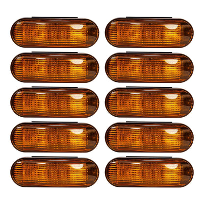 Amber 6in Oval LED Clearance Light - Side Turn Marker With Midship Case