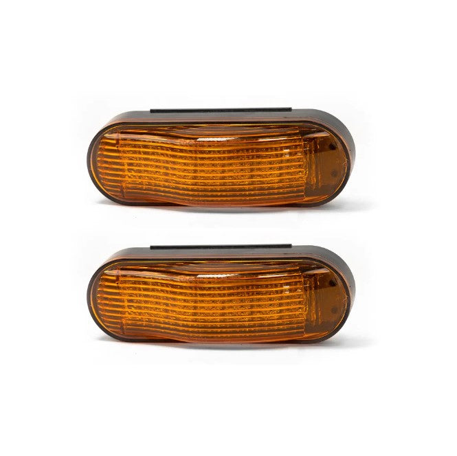 Amber 6in Oval LED Clearance Light - Side Turn Marker With Midship