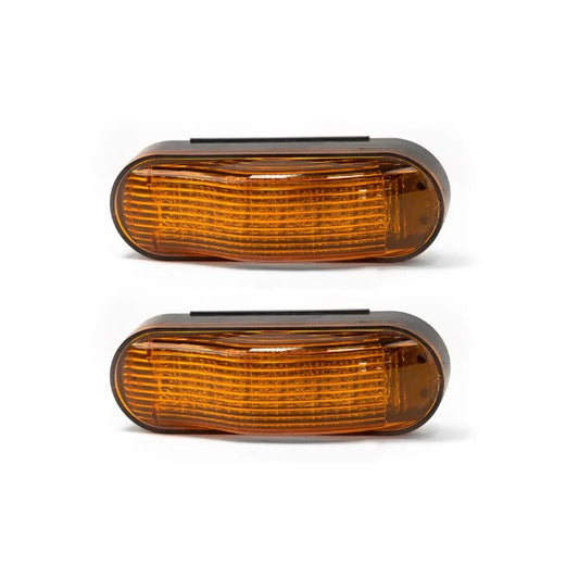 Amber 6in Oval LED Clearance Light - Side Turn Marker With Midship Set 