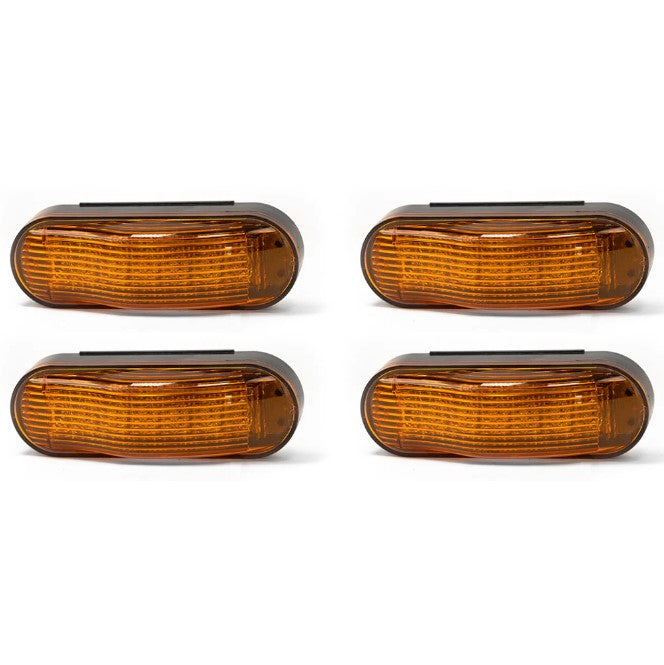 Amber 6in Oval LED Clearance Light - Side Turn Marker With Midship Pack (2)