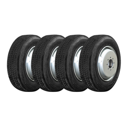 Taskmaster 17.5" 16 capas Radial Trailer Tire &amp; Wheel - ST 215/75R17.5 8 Lug (Dual blanco) - Juego de 4 